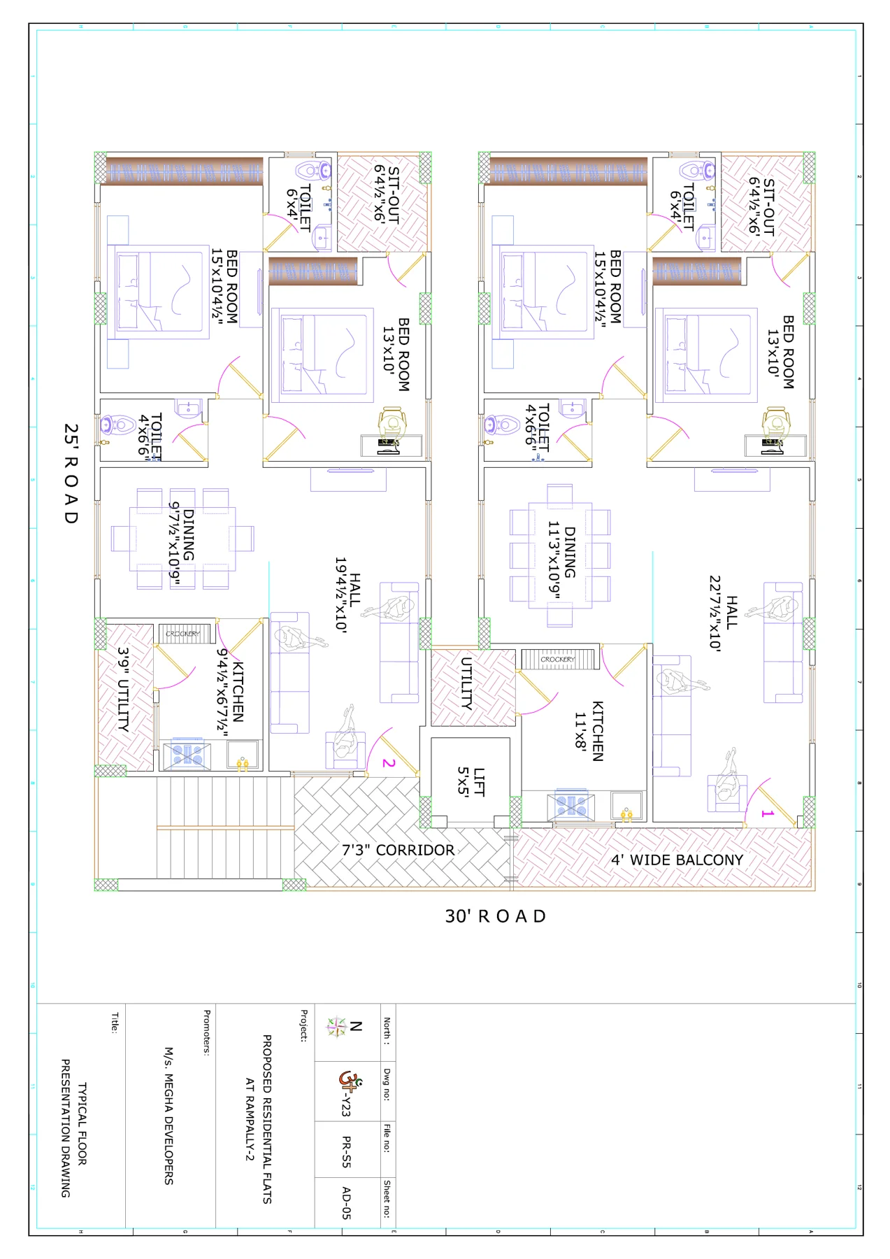 Typical floor floor plan, as drawn in the brochure