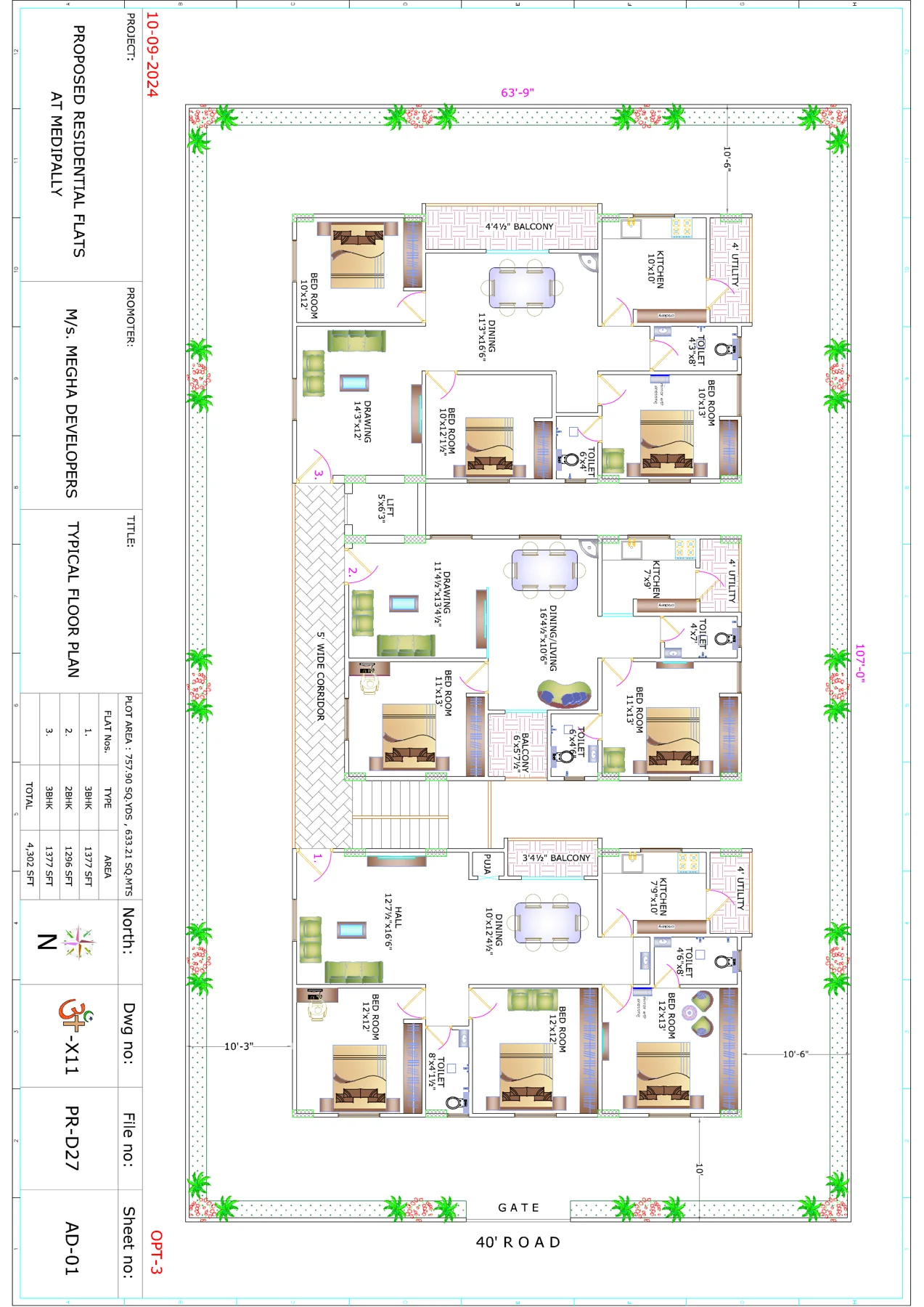 Typical floor floor plan, as drawn in the brochure