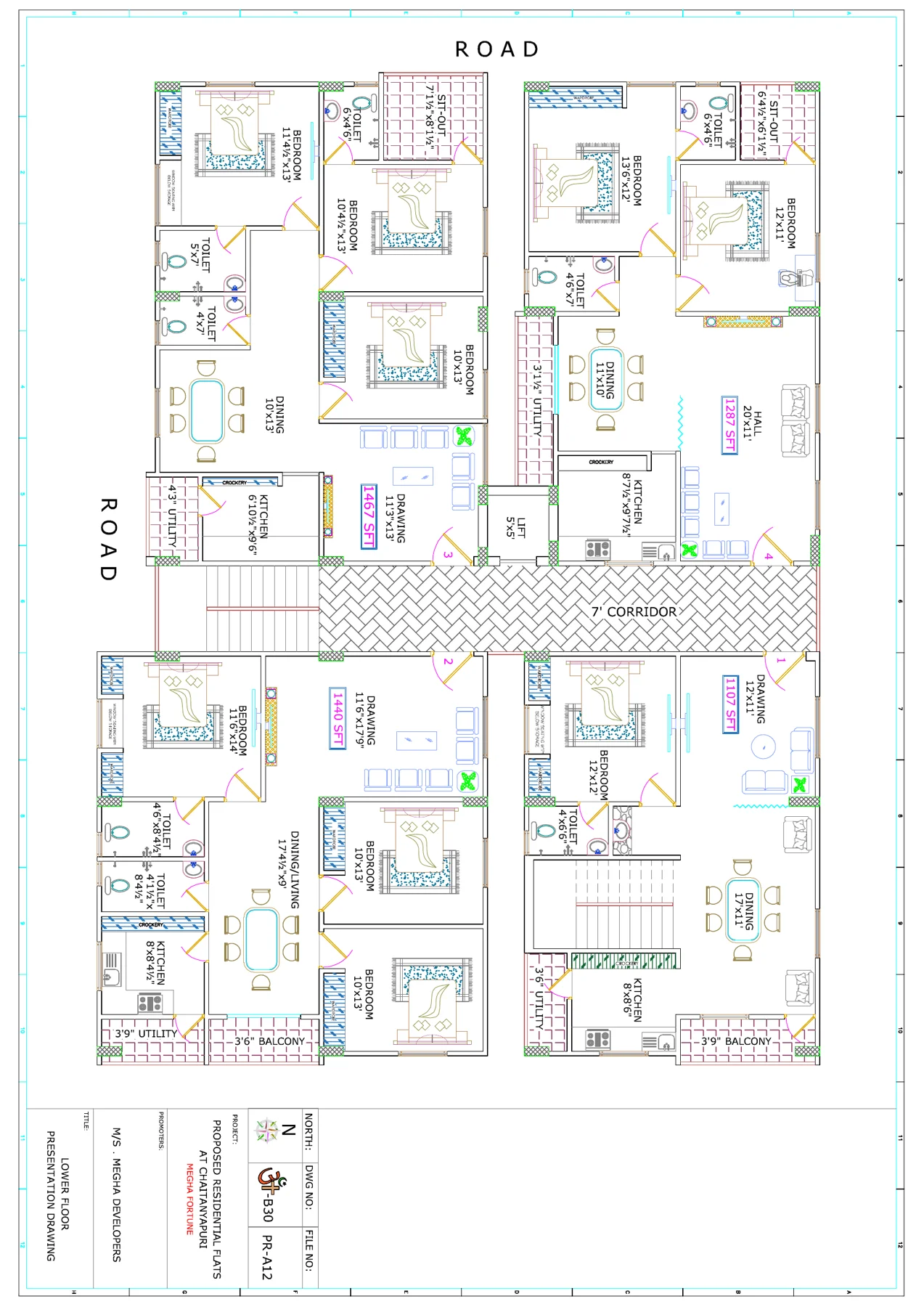 Typical floor floor plan, as drawn in the brochure