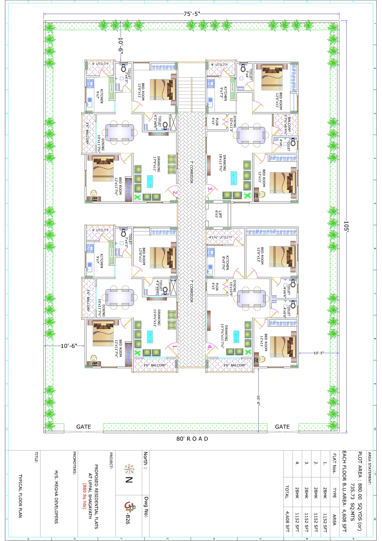 Typical floor floor plan, as drawn in the brochure