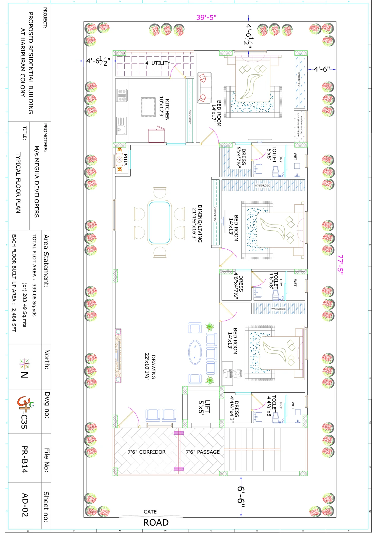 Typical floor floor plan, as drawn in the brochure